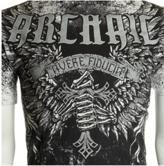 Archaic By Affliction Men’s T-Shirt HOLYMAN Black Cross Skull Biker M-3XL