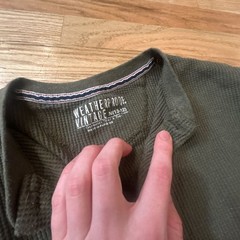 Weatherproof Vintage Waffle Knit Thermal Henley Shirt Olive Green