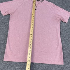 Public Rec Shirt Mens Medium Light Red Heather Short Sleeve Henley Pima Cotton