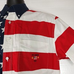 Ivy Crew Med Short Sleeve Men Dress Shirt 100% Cotton American Flag 4th July