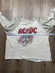 80s VINTAGE AC/DC Who Made Who Tour Raglan Band T-Shirt Size Large RARE Two Tone