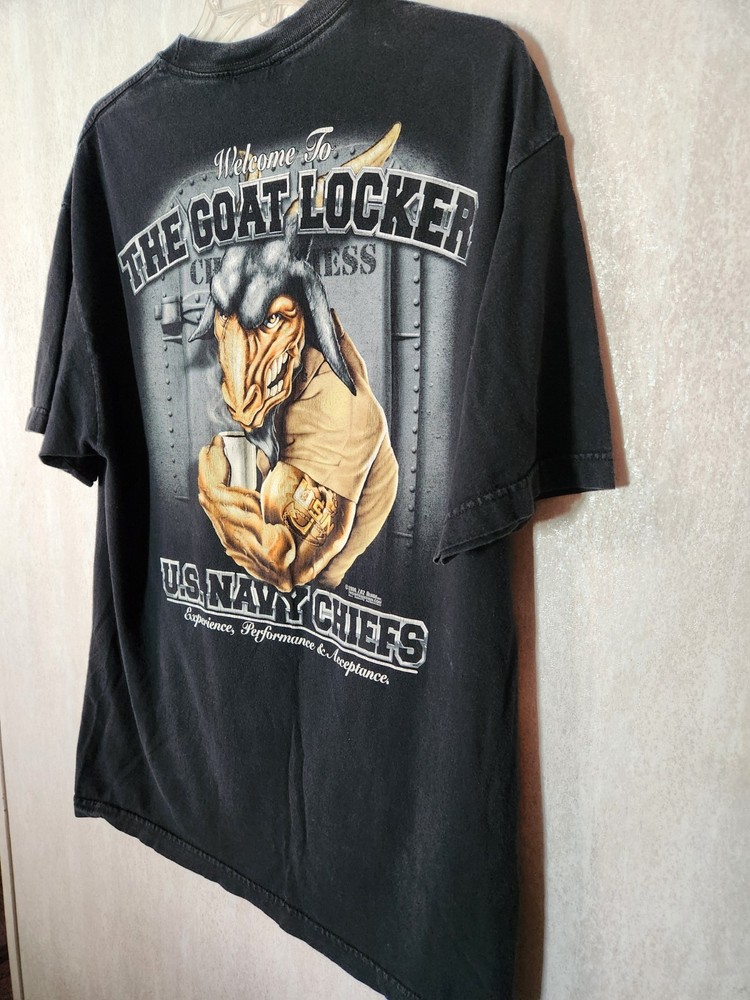 2006 Military 7.62 Design The Goat Locker T Shirt Black Large U.S. Navy Chiefs
