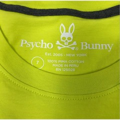 PSYCHO BUNNY Pima Cotton Classic Crewneck T-Shirt Men 7 (XL) Lime Everyday Boho