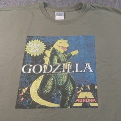 Godzilla Aurora Model Kit T-Shirt Mens 2XL Green Gildan Ultra Kaiju Monster