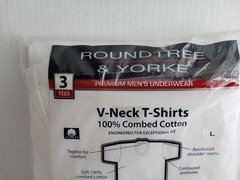 Roundtree & Yorke V Neck T Shirt 3 Pack Size Large Mens 100% Combed Cotton New