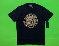 TRUE RELIGION Mens Short Sleeve T-Shirt Size XL Black with Gold 100% Cotton NEW