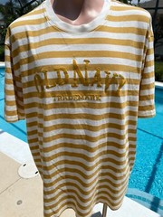 Vintage Old Navy Wide retro Striped Yellow T Shirt mens XXXL Tall NEW 3XL