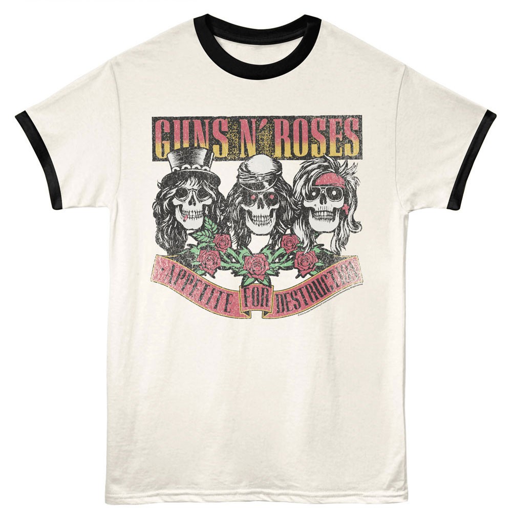 Guns N Roses Appetite For Destruction Skulls Men’s Ringer T Shirt