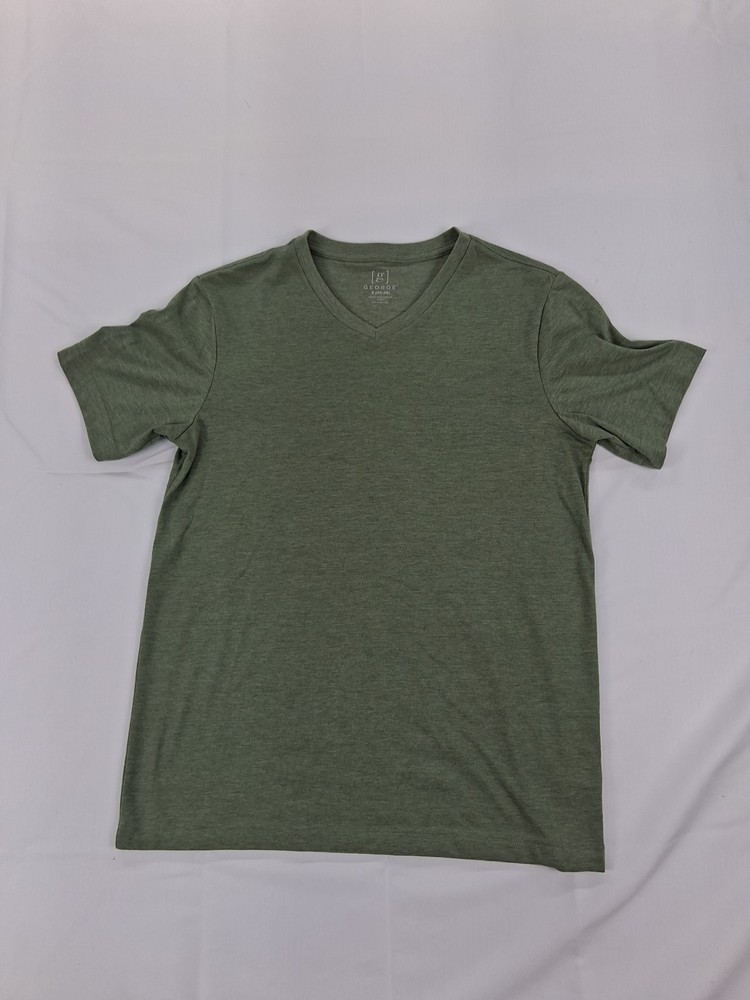 George Mens Size S (34-36) V Neck Olive Green Short Sleeve T-Shirt NWOT