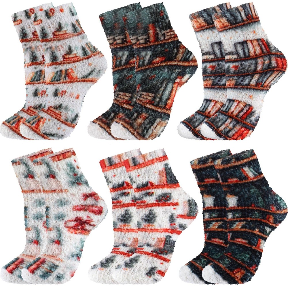 6 Pairs Book Lover Fuzzy Socks Winter Cozy Book Lover Socks Funny Bookish Gif…
