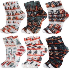 6 Pairs Book Lover Fuzzy Socks Winter Cozy Book Lover Socks Funny Bookish Gif…