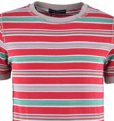 DOLCE & GABBANA Knitted Stripe Cotton T-Shirt Red Green 46 US 36 S 03659