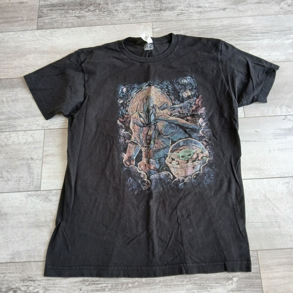 Star Wars The Mandalorian Baby Yoda Grogu Graphic T-Shirt Black Mens L