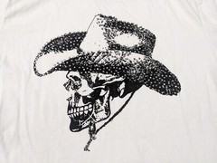 Angelo Litrico T-Shirt Mens Medium Cowboy Skull Western Rhinestone Racer White