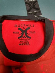 Men’s Bucheli Slim Fit Red Cotton/Lycra Stretch Fashion Tee Free Ship