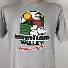 Vintage 90s North Loup Valley Popcorn T Shirt sz L Single Stitch Paper Thin