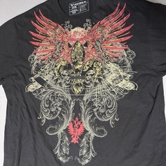 Avirex T Shirt 3XL 3XB Big Graphic Tee Black Skull Wings Fleur De Lis Print