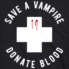 Mens Save A Vampire Donate Blood T Shirt Funny Sarcastic Halloween Night Tee for