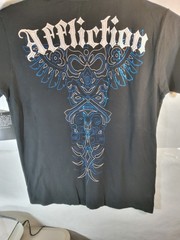 Affliction Y2K Style Double Sided Graphic Native American Front Blue Foil…