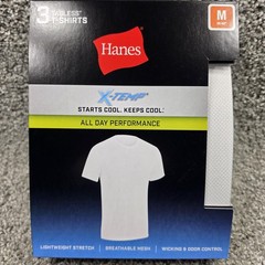 Hanes Shirt Mens Medium White X-Temp Tagless 3 Pack Stretch Mesh Performance