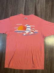 Hanes Fifty-Fifty Mens XL Pink Kauai Sailboat Graphic Crew Neck Short Sleeve Tee