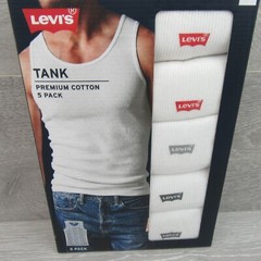 Levi’s Premium Cotton Tank Top Men’s Size Large 5 Pack White NEW 6HMTK501