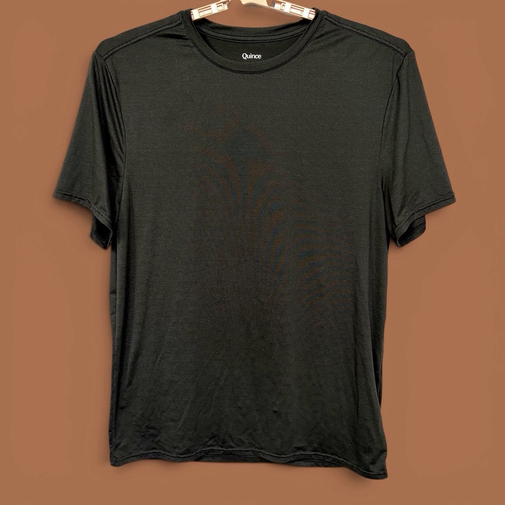 Quince Flowknit Breeze Performance Tee Shirt Men L Heather Black Athletic GUC