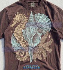 Seahorse Seashells Palm Frond Comfort Tee Ocean Beach Design