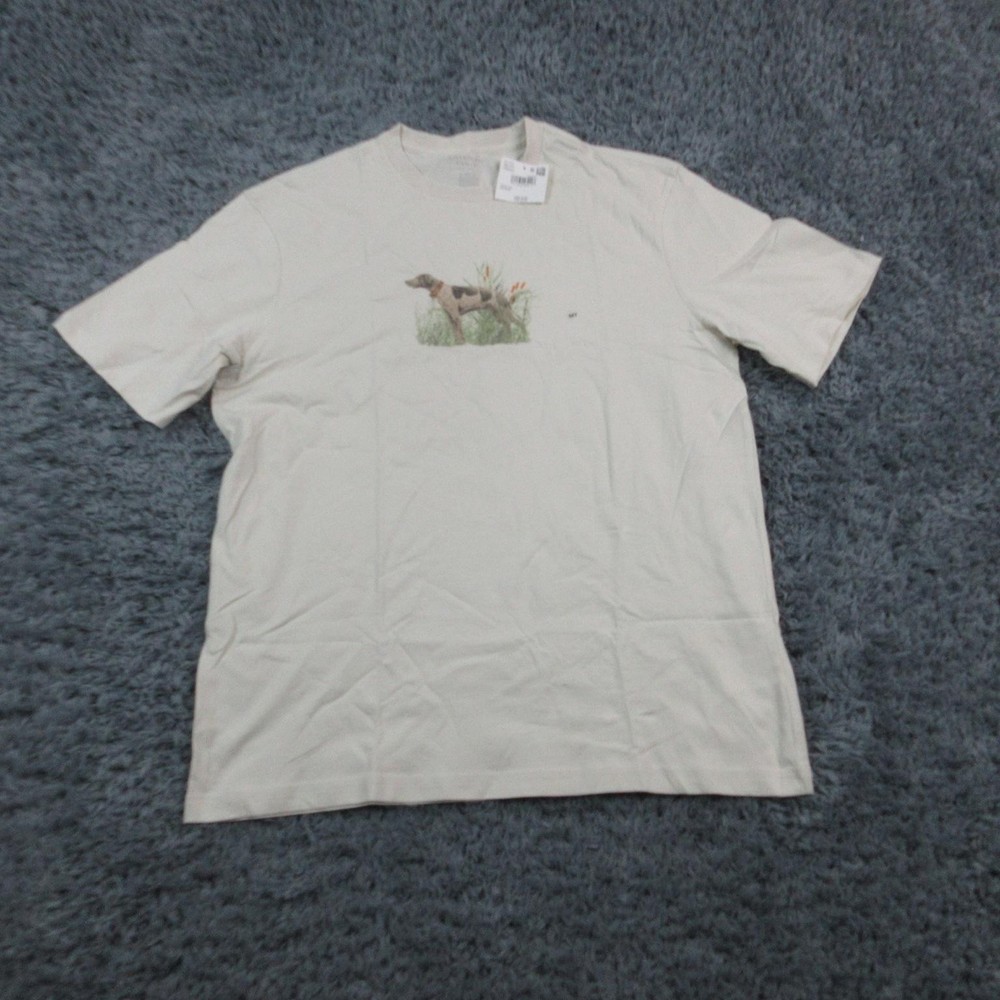 American Eagle Shirt Mens Medium Tall Off White Graphic Dog Established 1977 NWT