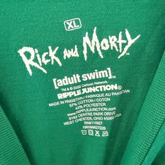 RICK & MORTY Mens XL Naughty or Nice Adult Swim T-shirt Green Christmas Cartoon