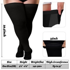 Plus Size Thigh High Stockings for Thick Thighs- Extra Long Womens Opaque Ove…