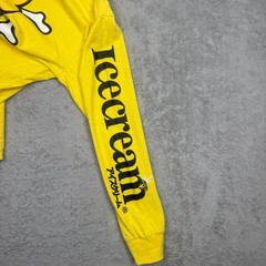 Ice Cream Henry Shirt Men S Yellow Cone Graphic Print Logo Long Sleeve Crew Neck
