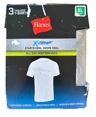 Hanes Men’s Undershirts T-Shirt Pack, 3-Pack X-Temp Moisture-Wicking Sz XL White
