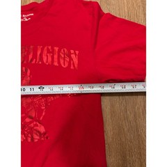 True Religion Mens Red Metallic Foil Buddha World Tour Graphic T-Shirt Size M