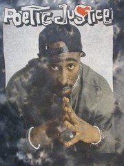 Poetic Justice Shirt Mens Large Black Gray Tie Dye Tupac Rap Hip Hop Street Wear