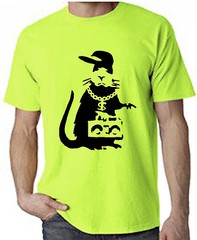BANKSY GANGSTER RAT NEON T-SHIRT – Choice Of Colours – Sizes S-XXL FREE P&P