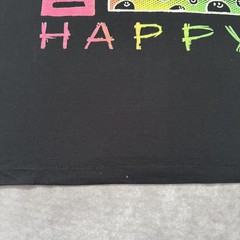 Vintage 90s Don’t Worry Be Happy Shirt Mens L Black Neon Smiley Face