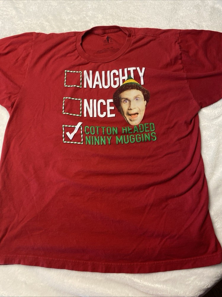 Elf the Movie Cotton Headed Ninny Muggins Christmas Shirt Unisex Fit Mens XLarge