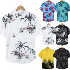 Hawaiian Shirts Mens Aloha Summer Casual Beach Button-Down Cruise Holiday Party