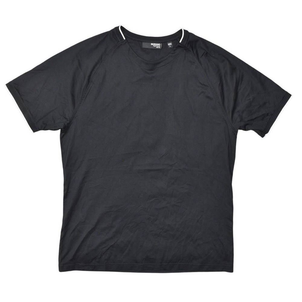 Murano Men’s Black Cotton Crew Neck Short Sleeve T-Shirt Size S – Solid Slim