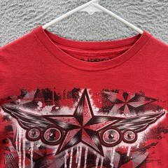 Carbon Shirt Adult Large Red Crewneck Affliction Style Skater Grunge Faded Y2K