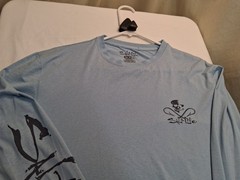 Salt Life SLX UVAPOR Long Sleeve T-shirt, Sz. Med Light Blue Poly/Spandex Blend