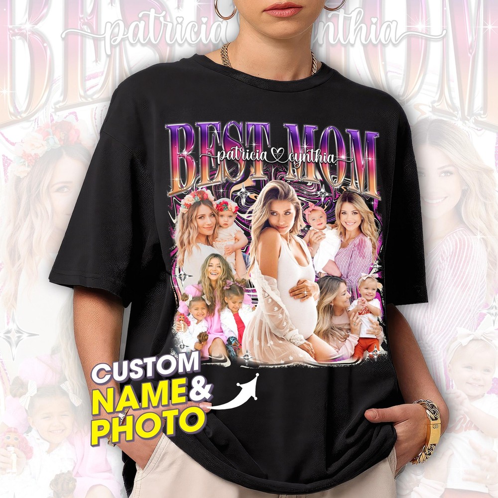 Custom Mom Shirt Bootleg Rap Tee with Face Photo Personalized Gift