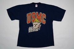 Vintage Marines Bulldog Mens Large USA USMC Military Single Stitch T-Shirt 90s