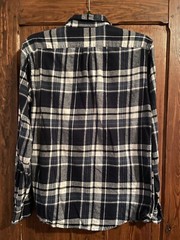 Mens JCrew Navy White Plaid Flannel Shirt Size M Cotton