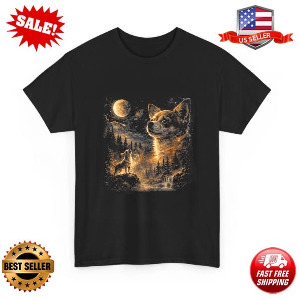 Chihuahua Howling to The Moon Vintage 90s Retro Animal T-Shirt