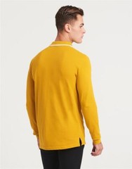 Mens Long Sleeve Polo Shirt Plain Tipped Collar Casual Cotton Tops AWDis