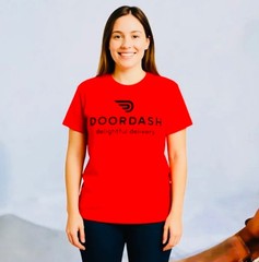 DoorDash Delivery Driver Red T-Shirt Men’s Size M Graphic Logo Pre-Owned