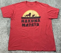 Disney Lion King Shirt Mens 2XL Red Hakuna Matata Graphic Tee Movie Silhouette