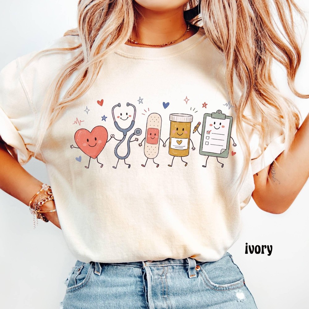 Nurse Doodle T-Shirt Funny RN Healthcare Worker Back to School Gift